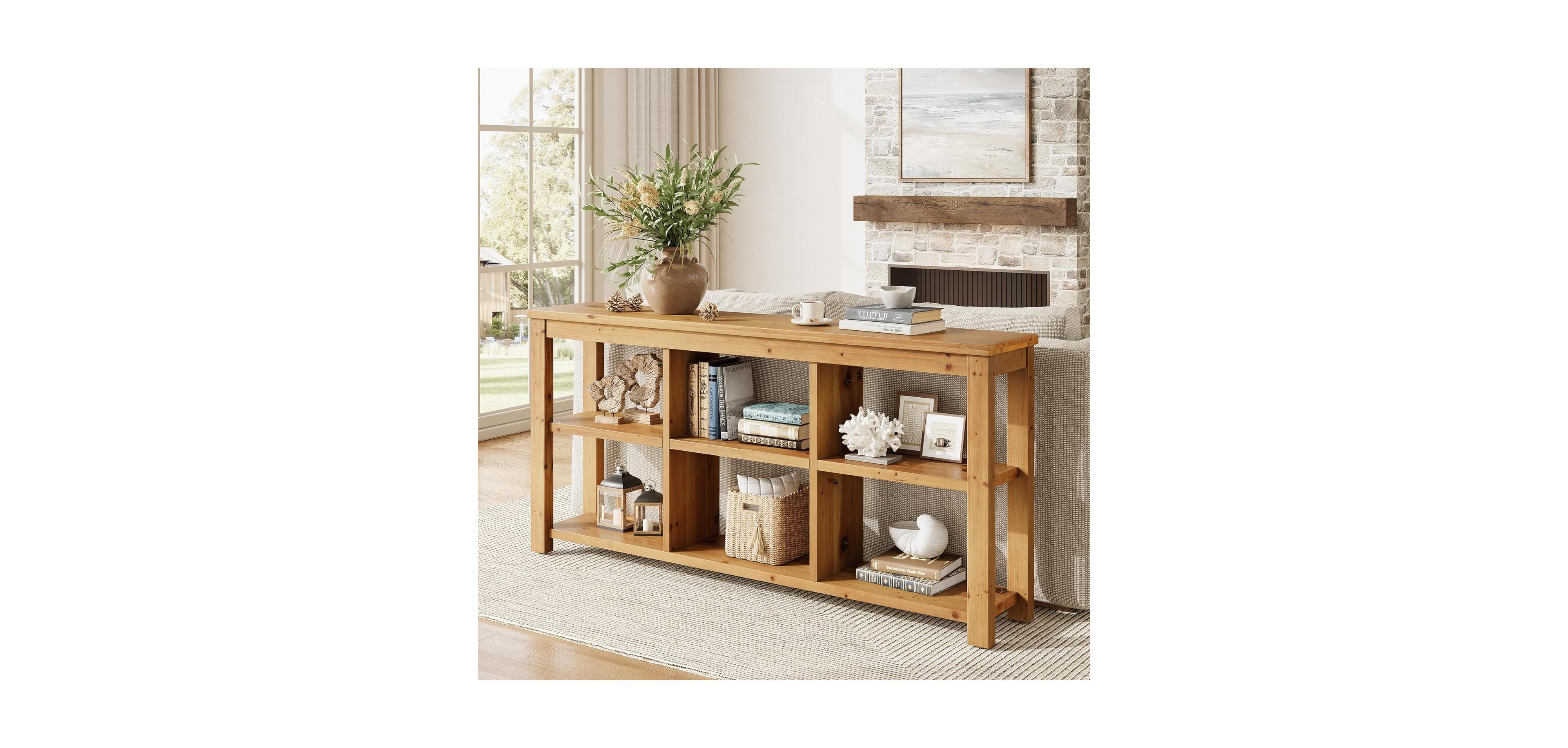 Tribesigns 63" Solid Wood Bookshelf with 6 Cubes