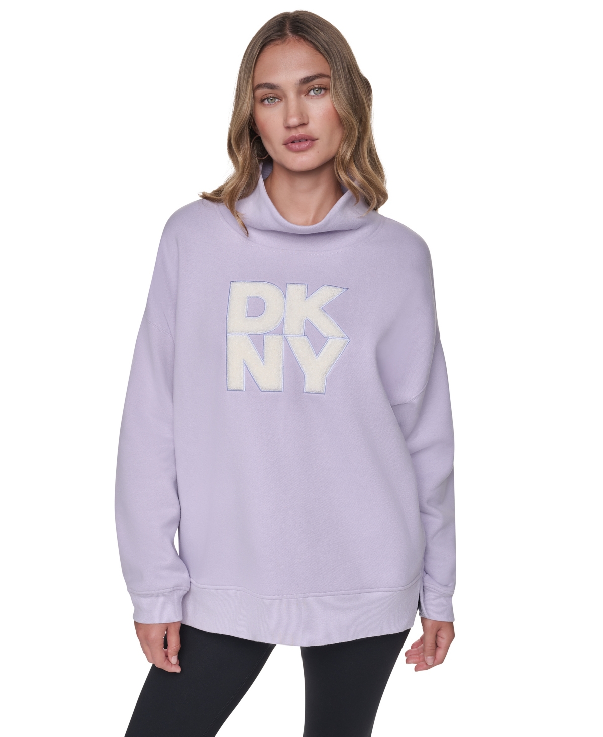 Dkny Sport Women's Mock-Neck Oversized Graphic Sweatshirt - Lilac Frost