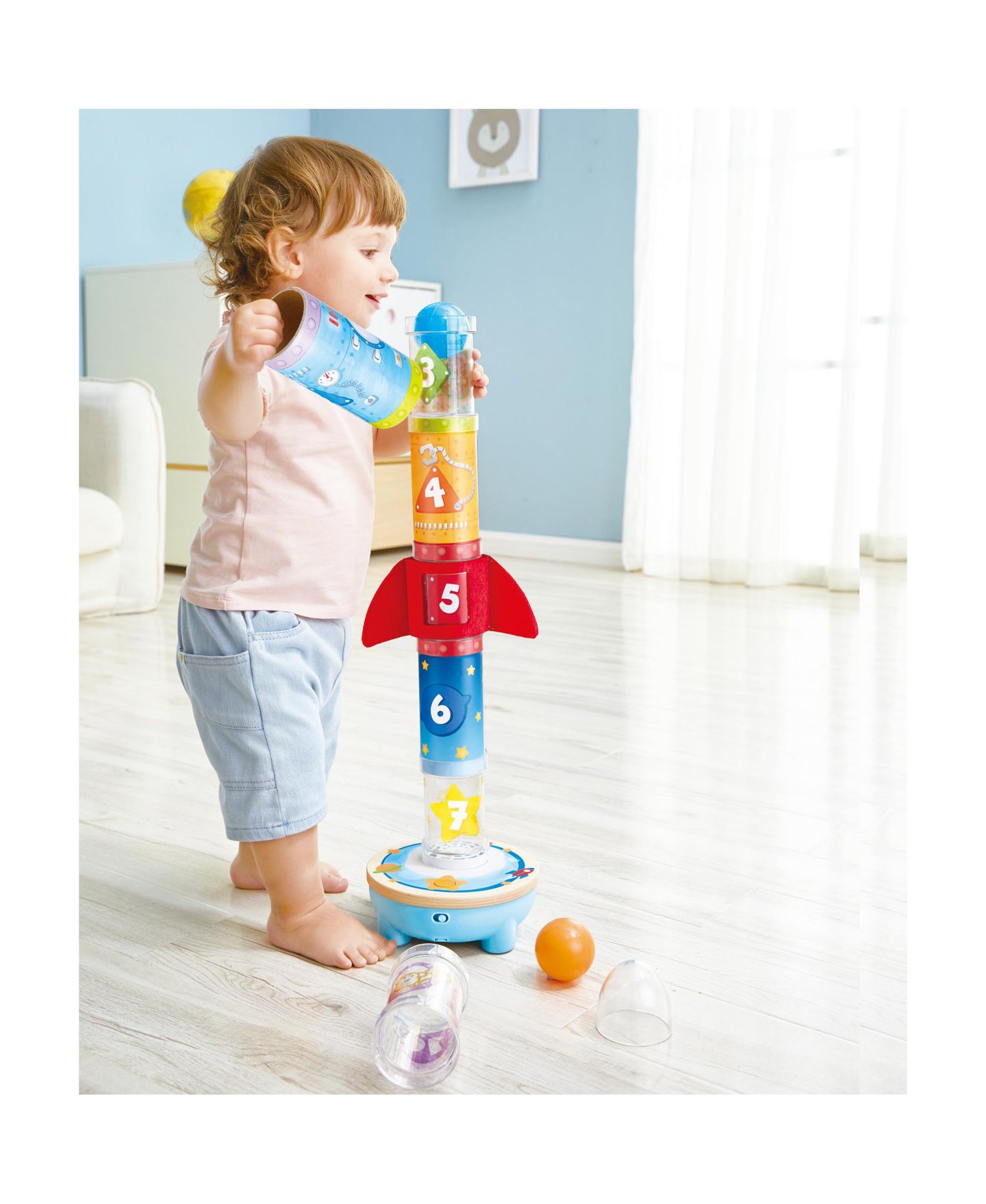 Детские игрушки Hape Rocket Ball Air Stacker Aerodynamics Learning 10-Piece Activity Set, от 2 лет — фото 5