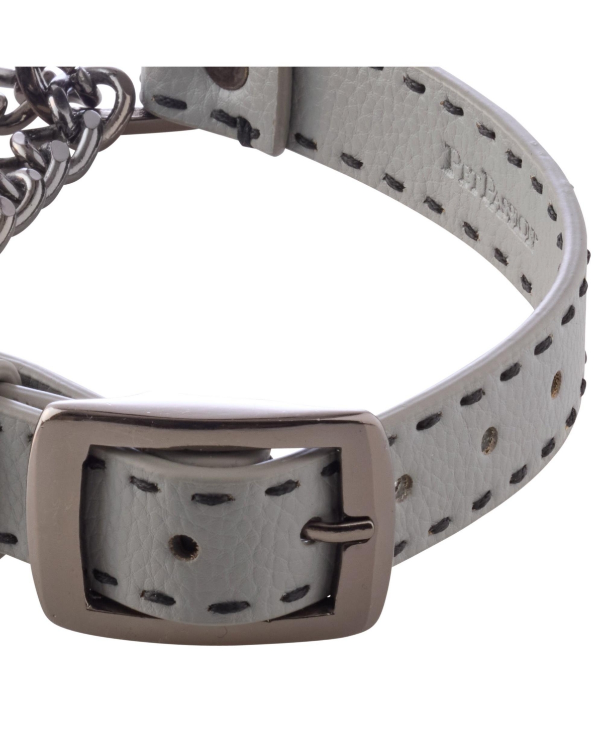 Pet Passion Rein The Faux Leather Chain Martingale - Gray