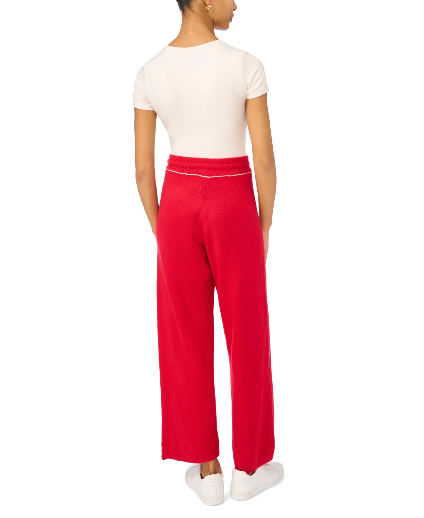 Женские брюки Vince Camuto Wide-Leg High-Rise Drawstring Sweatpants, цвет: Красный — фото 9