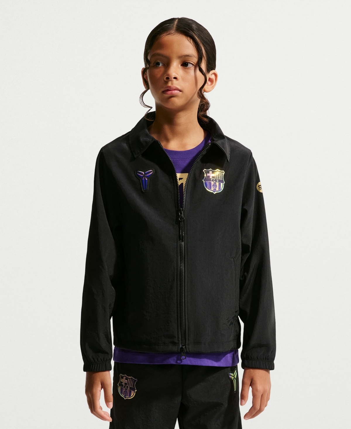 Nike Big Boys' and Girls' Black Barcelona 2026/27 Away Woven Full-Zip Jacket - Black