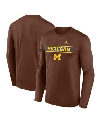 Men's Brown Michigan Wolverines 2026 Appreciation Dri-FIT Long-Sleeve T-Shirt
