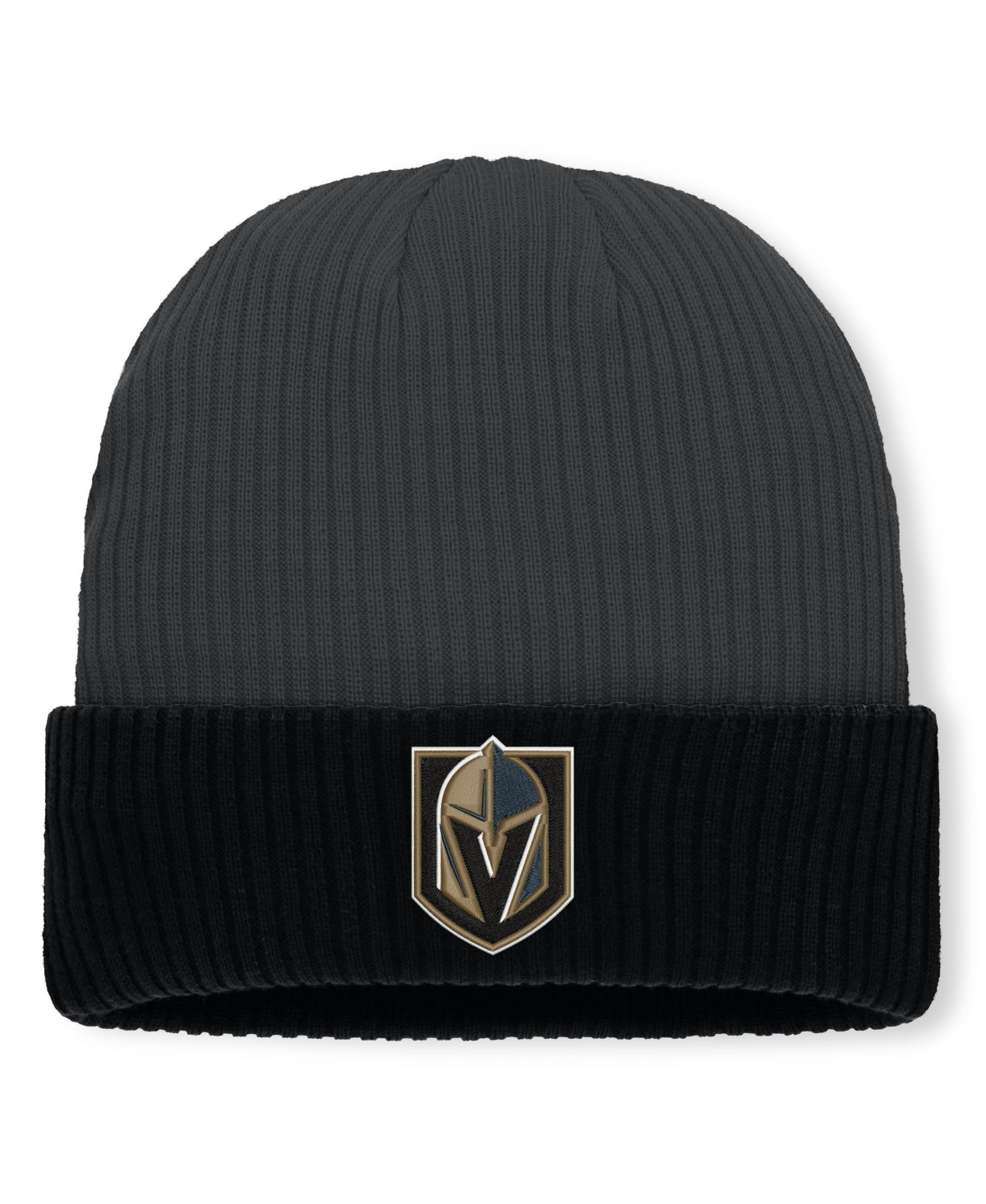 Fanatics Men's Charcoal Vegas Golden Knights Authentic Pro Rink Cuffed Knit Hat - Charcoal, Black