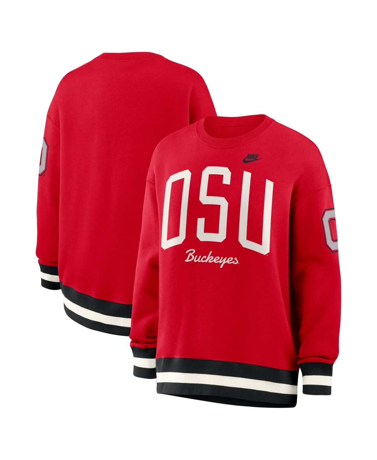 Nike Women's Scarlet Ohio State Buckeyes Oversized Legacy Arch Phoenix Sweatshirt - Scarlet, Black