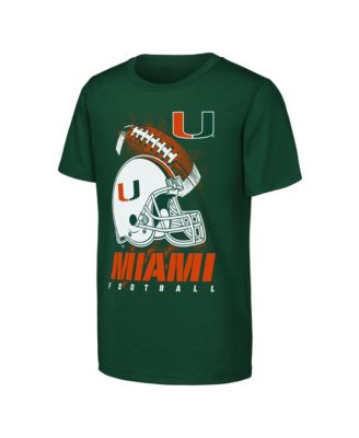 Big Boys' and Girls' Green Miami Hurricanes For the Glory Football Helmet T-Shirt