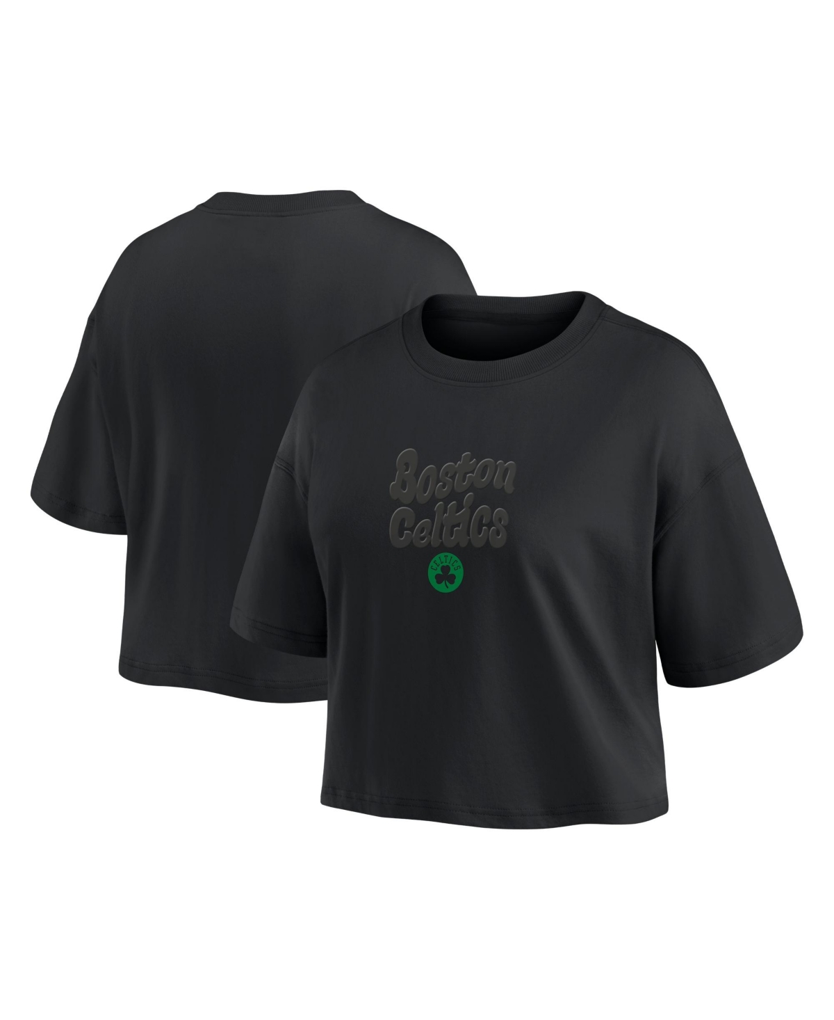 Fanatics Women's Boston Celtics Blackout Wave Cropped Top - Black