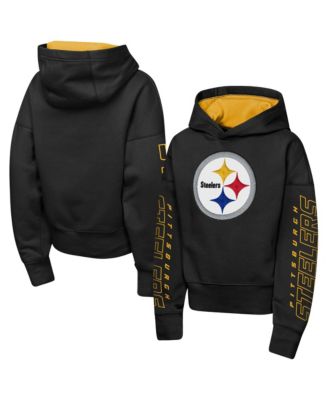 Big Girls' Black Pittsburgh Steelers Miss Tailgate Color Block Hoodie