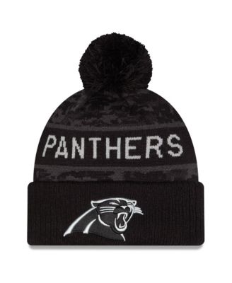 Men's Black Carolina Panthers 2026 Salute To Service Cuffed Knit with pom Hat