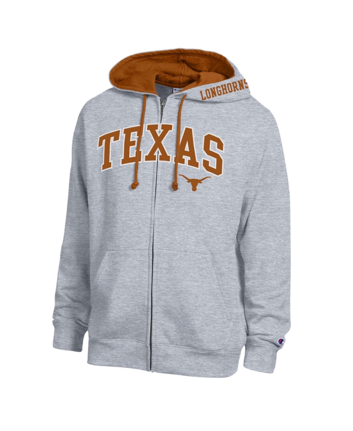 Champion Men's Heather Gray Texas Longhorns Arch Logo Full-Zip Fleece Hoodie - Heather Gray