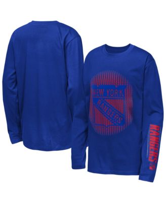 Big Boys' and Girls' Blue New York Rangers Regroup Reset Long-Sleeve T-Shirt