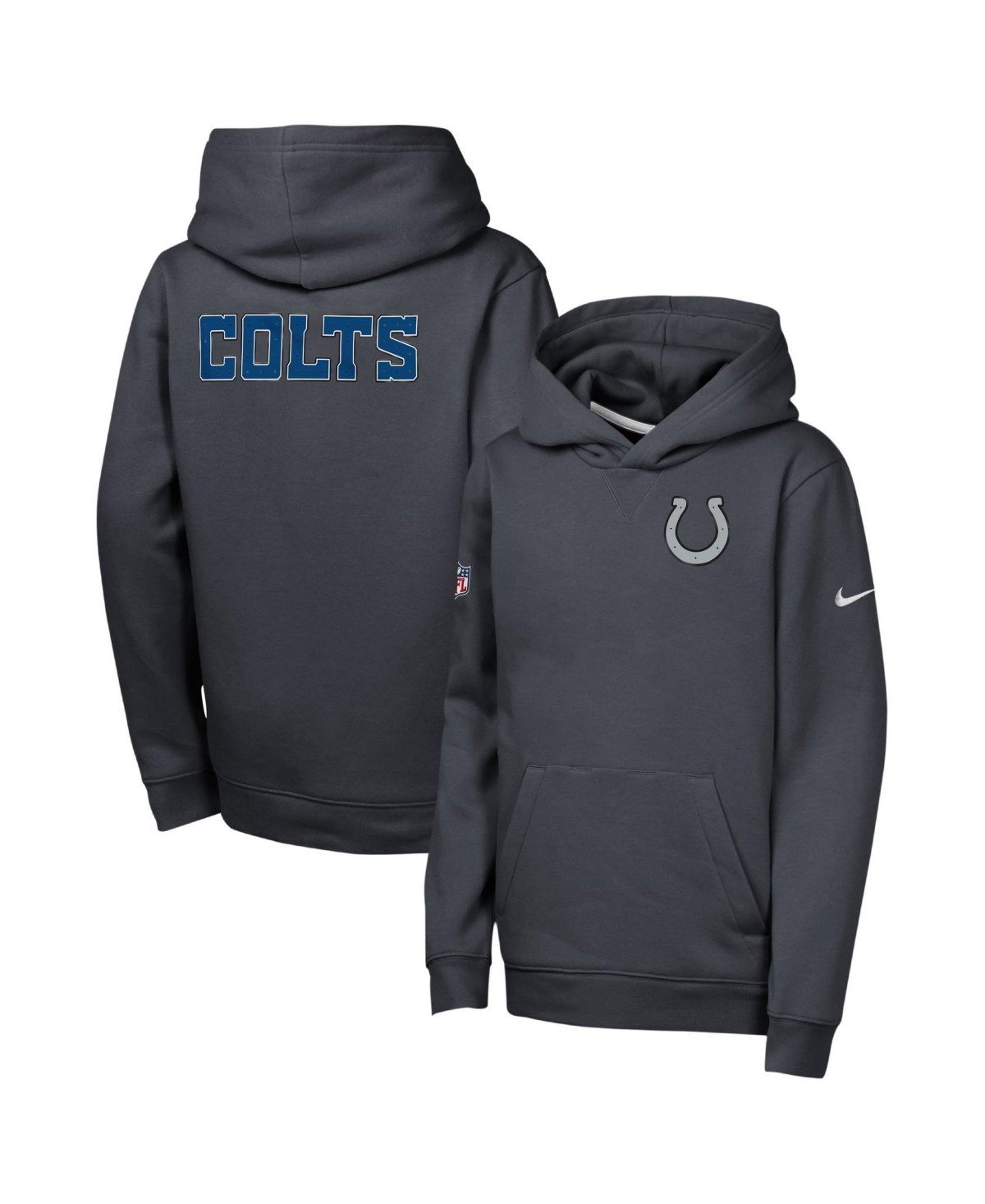 Nike Big Boys' and Girls' Anthracite Indianapolis Colts 2026 Rivalries Collection Sideline Club Fleece Pullover Hoodie - Anthracite