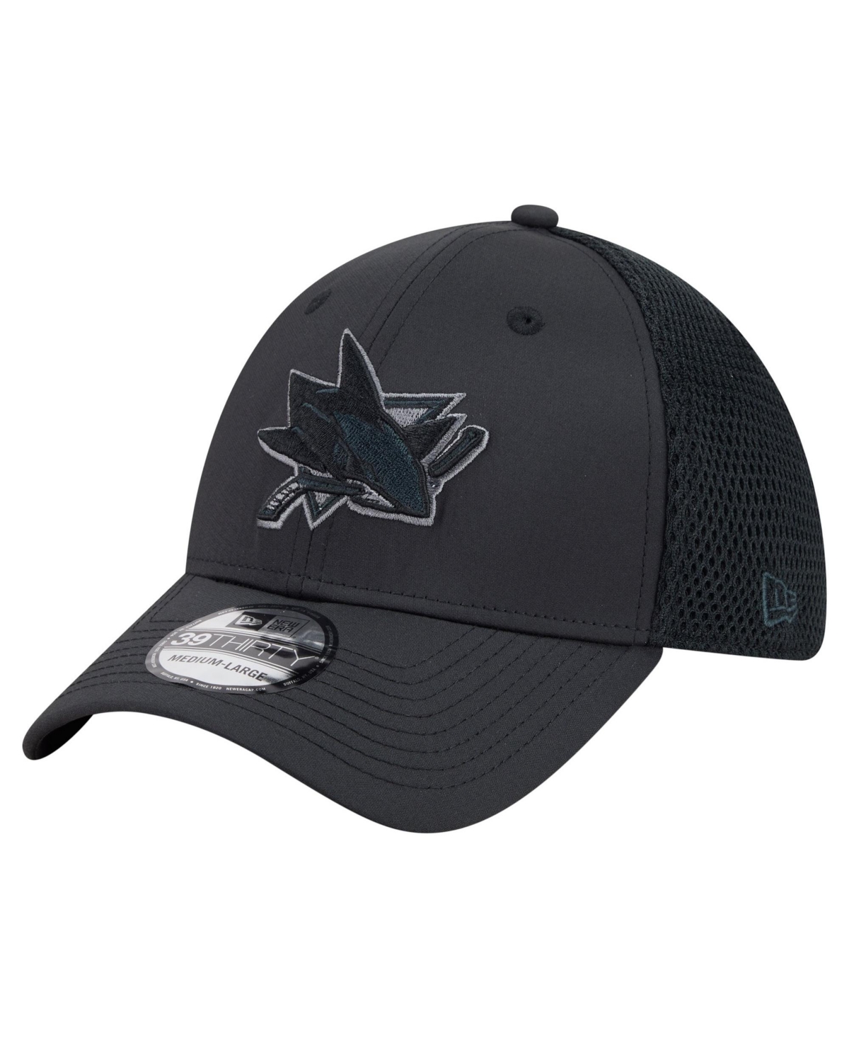 New Era Men's Black San Jose Sharks Blackout 39THIRTY Stretch Hat - Black