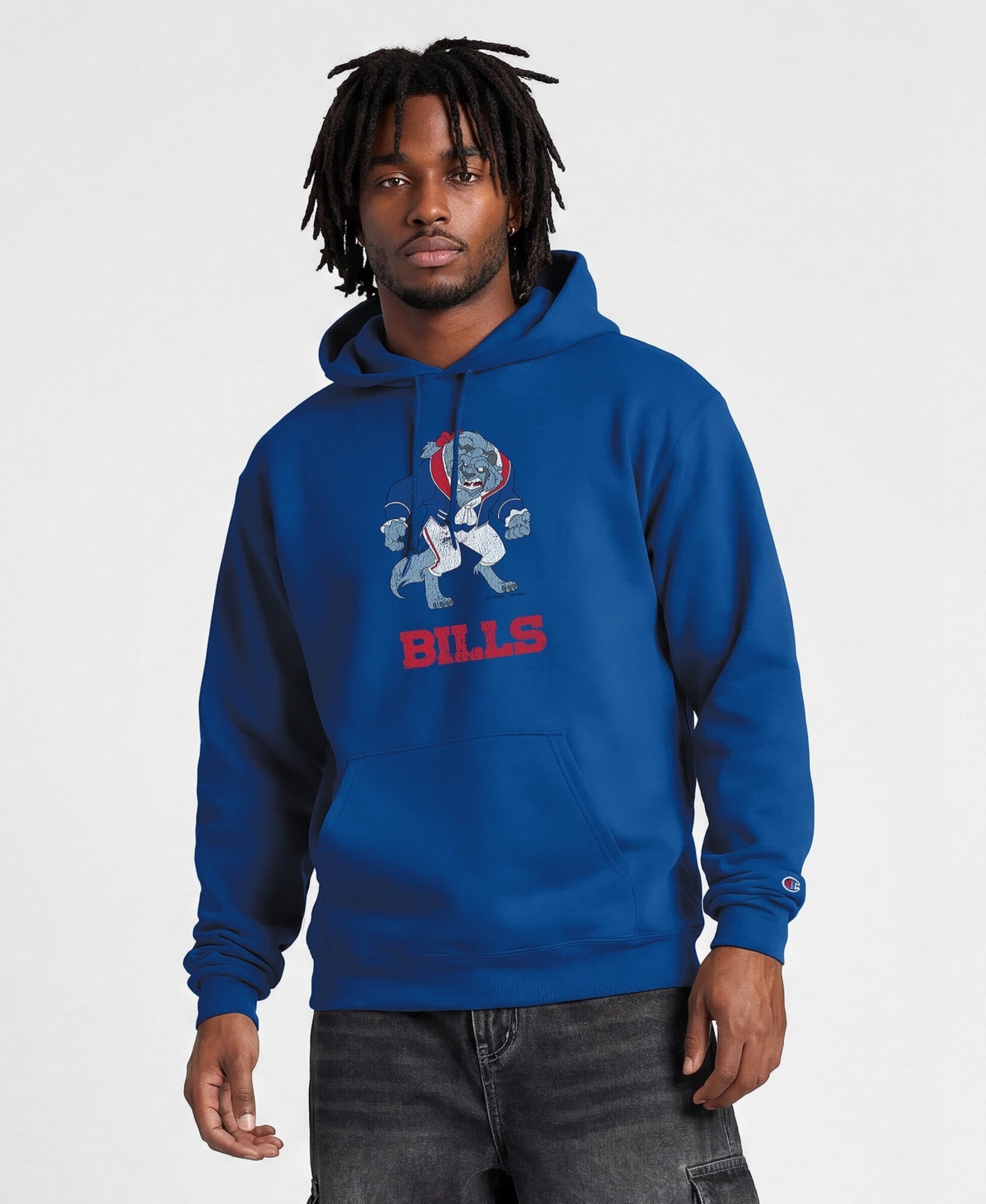 Champion Men's Disney x Royal Buffalo Bills Power blend Full Front Sweatshirt - Royal