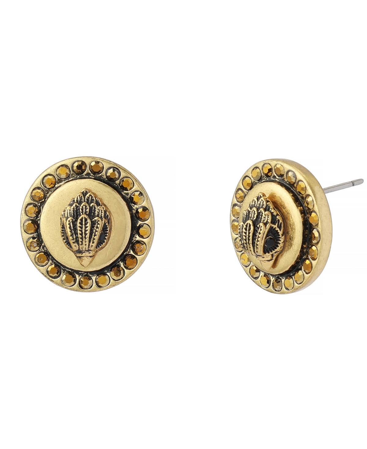 Kurt Geiger London Glass Crystal Eagle Stud Earrings - Antique Gold