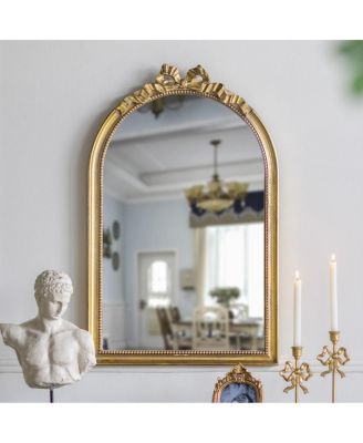 23" x 37" Baroque Arched Wall Mirror with Scrollwork Crown Decorative Mirror