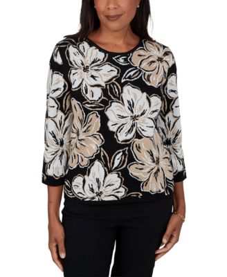 Women's Crewneck Floral Pullover Sweater