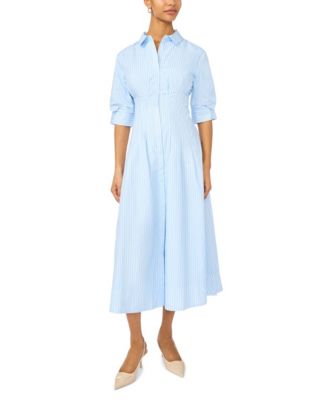 Women's Dylan Stripe Pleated Midi Short-Sleeve Shirt Dress