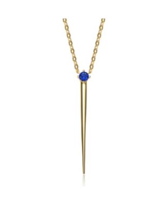 Sterling Silver 14K Gold Plated CZ Spike Pendant Y-Necklace