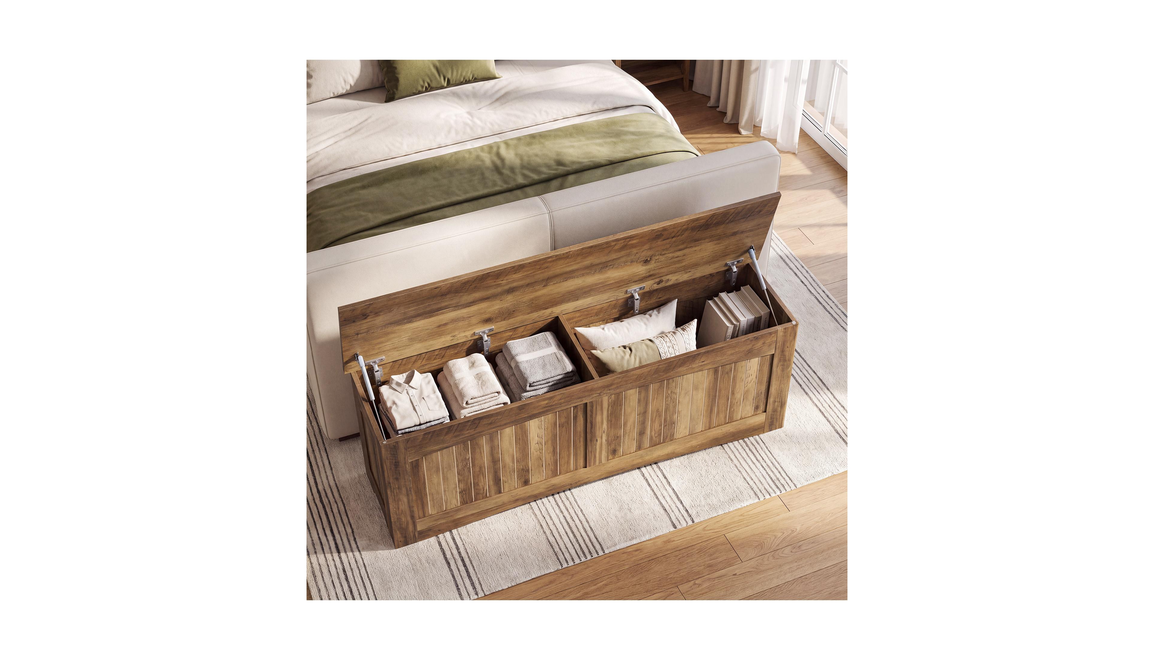 Tribesigns 55.12 in. Wood Storage Bench with Flip Top, Toy Storage Cabinet, End of Bed Bench