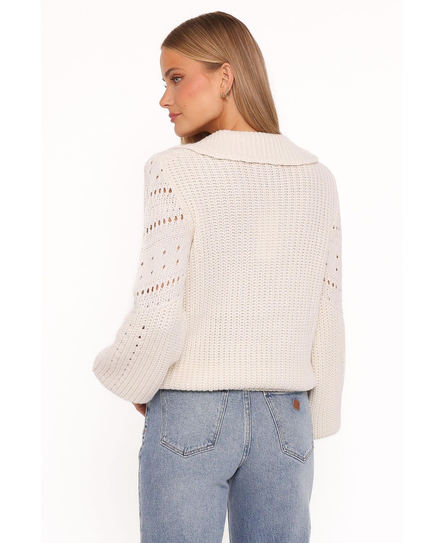 Женский свитер Petal and Pup Fitzgerald Pointelle Long-Sleeve Polo, цвет: Кремовый — фото 3