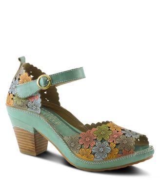 AVNIA Hand-Painted Peep-Toe Ankle-Strap Sandals