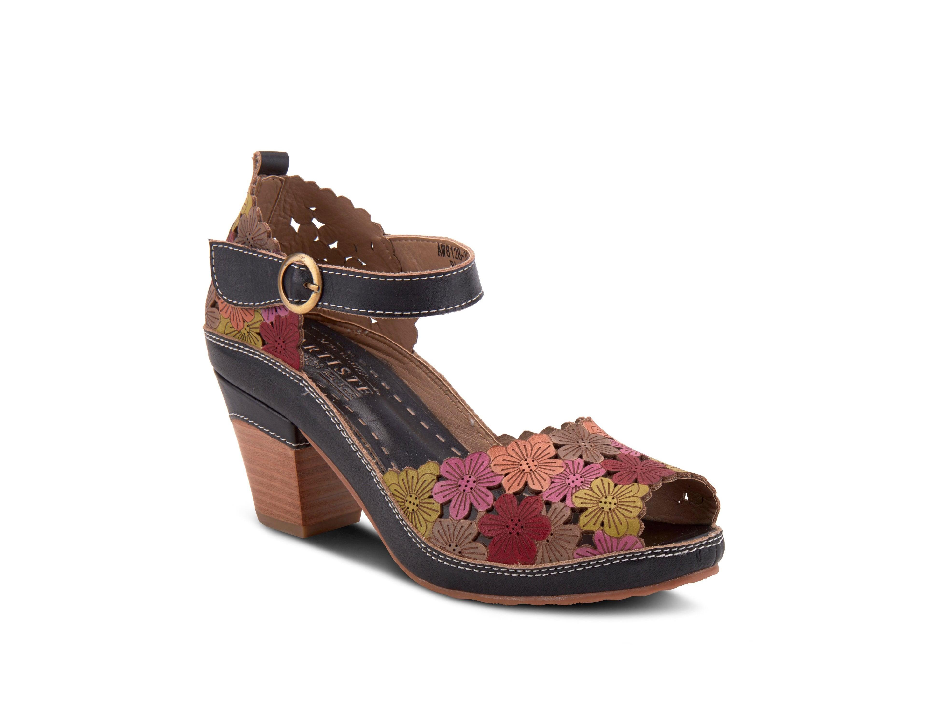 L'Artiste Avnia Hand-Painted Peep-Toe Ankle-Strap Sandals