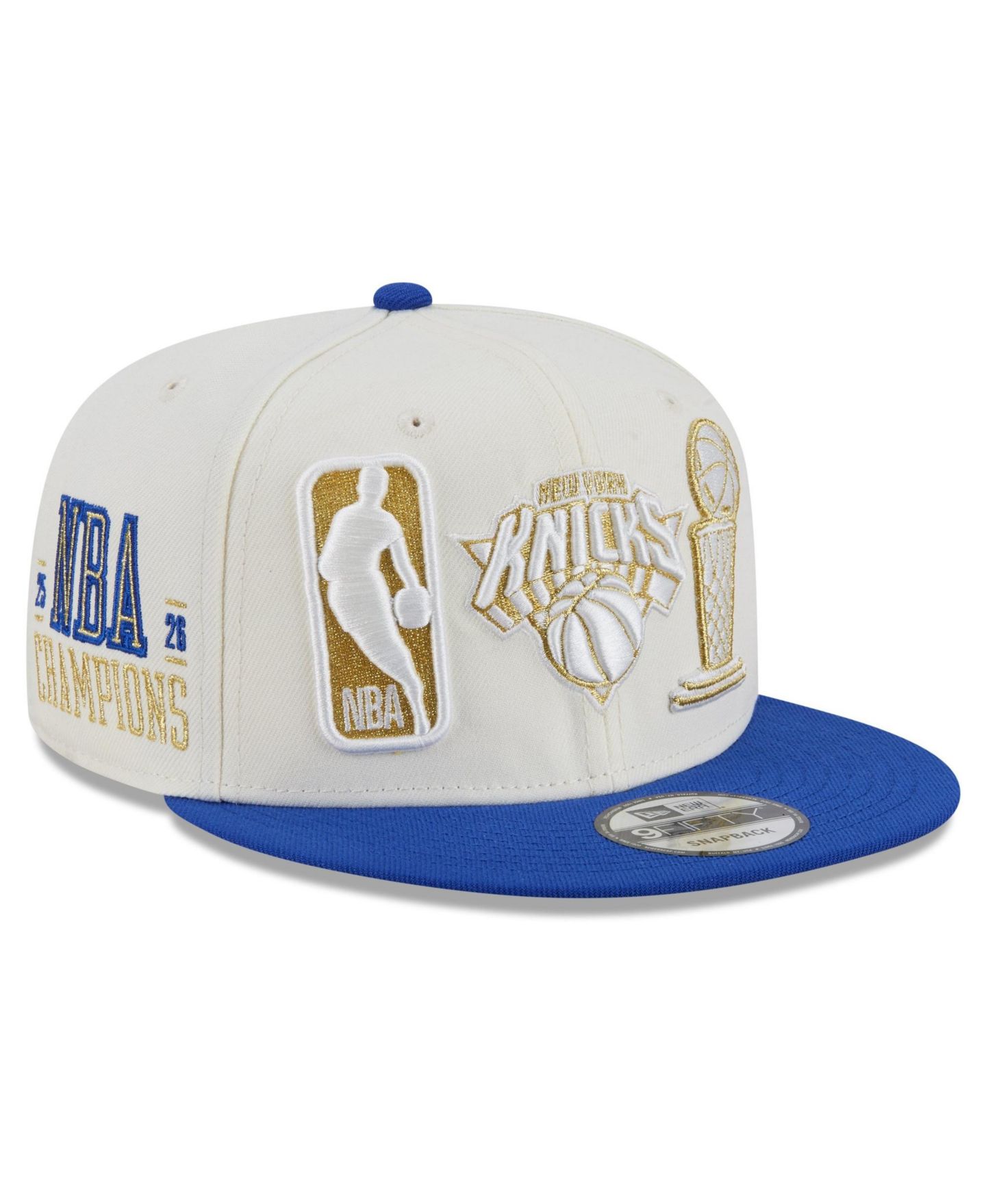Мужская кепка New Era White, Blue New York Knicks 2026 Ring Ceremony 9FIFTY Snapback Hat — фото 1