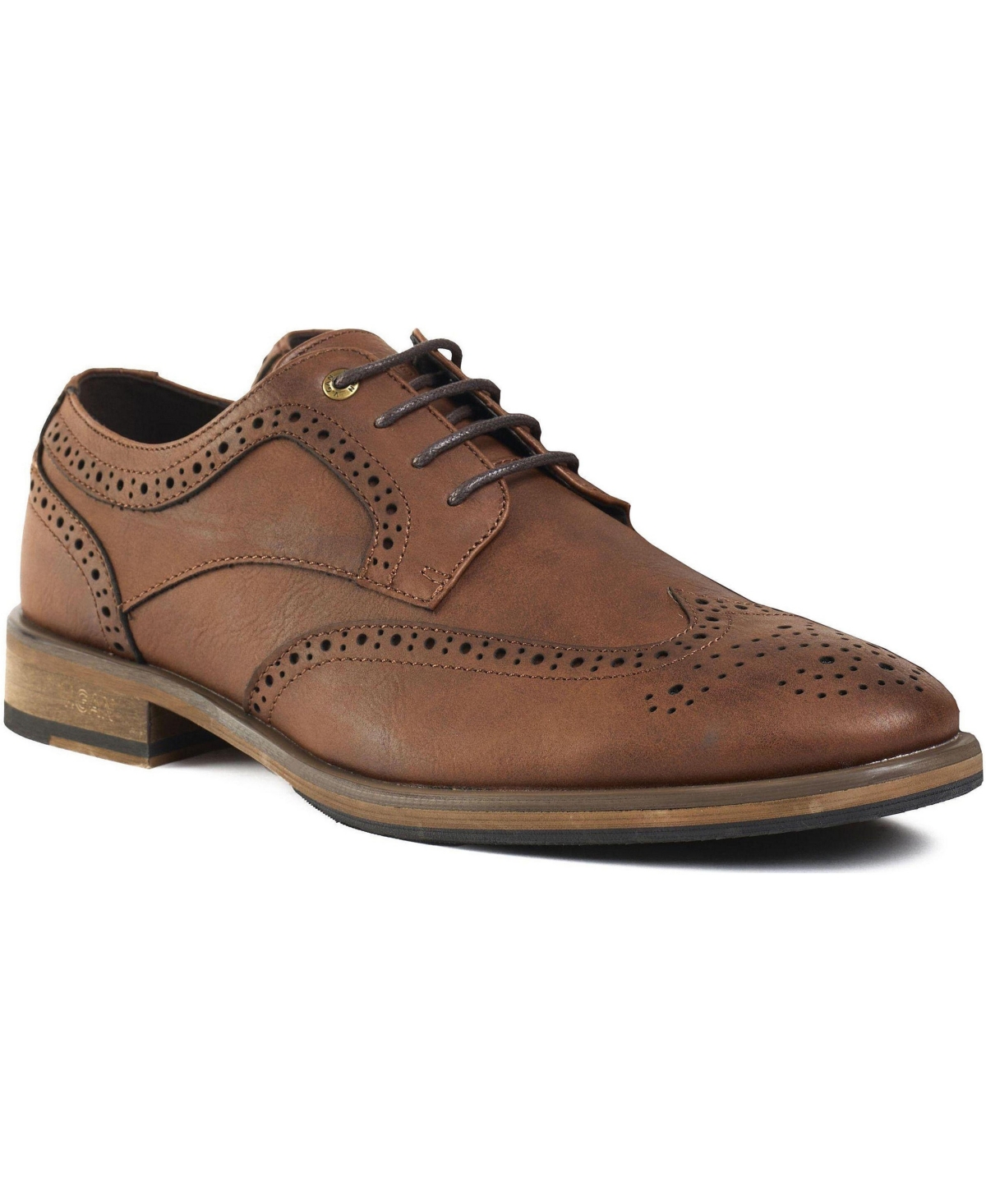 V.gan London Men's Barley 2 Brogue Wingtip Faux Leather Shoes - Tan