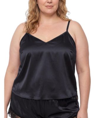 Plus Size Lace V-Neck Satin Camisole