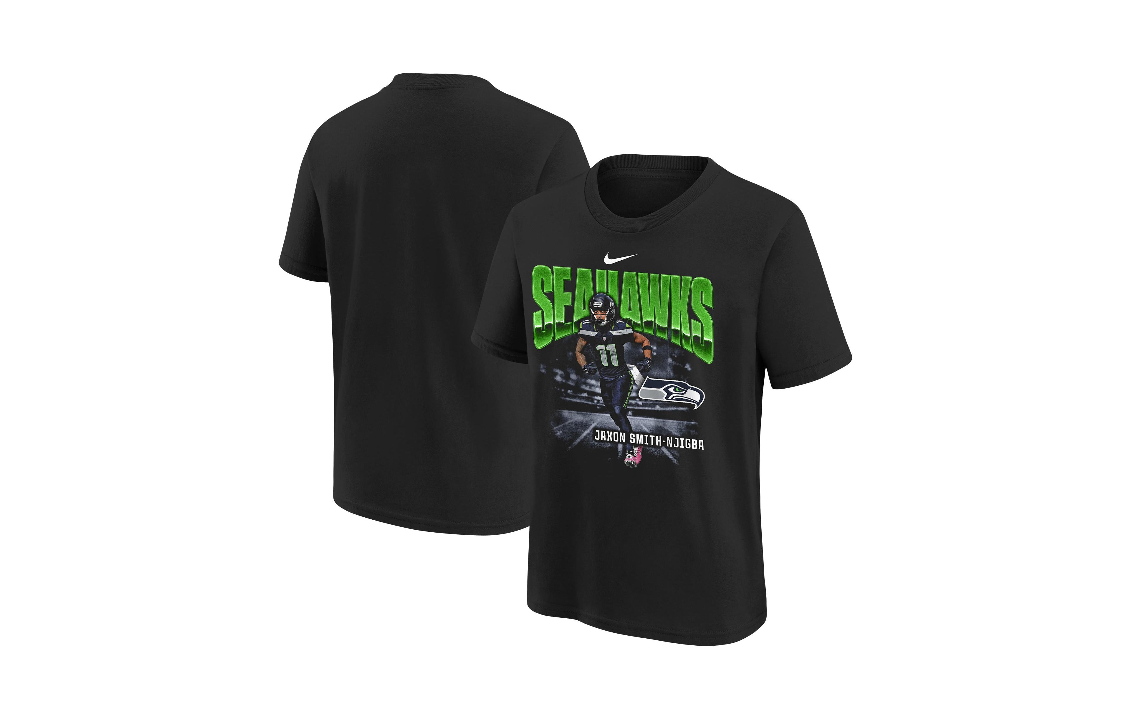 Nike Big Boys' and Girls' Jaxon Smith-Njigba Black Seattle Seahawks Oversized Player T-Shirt
