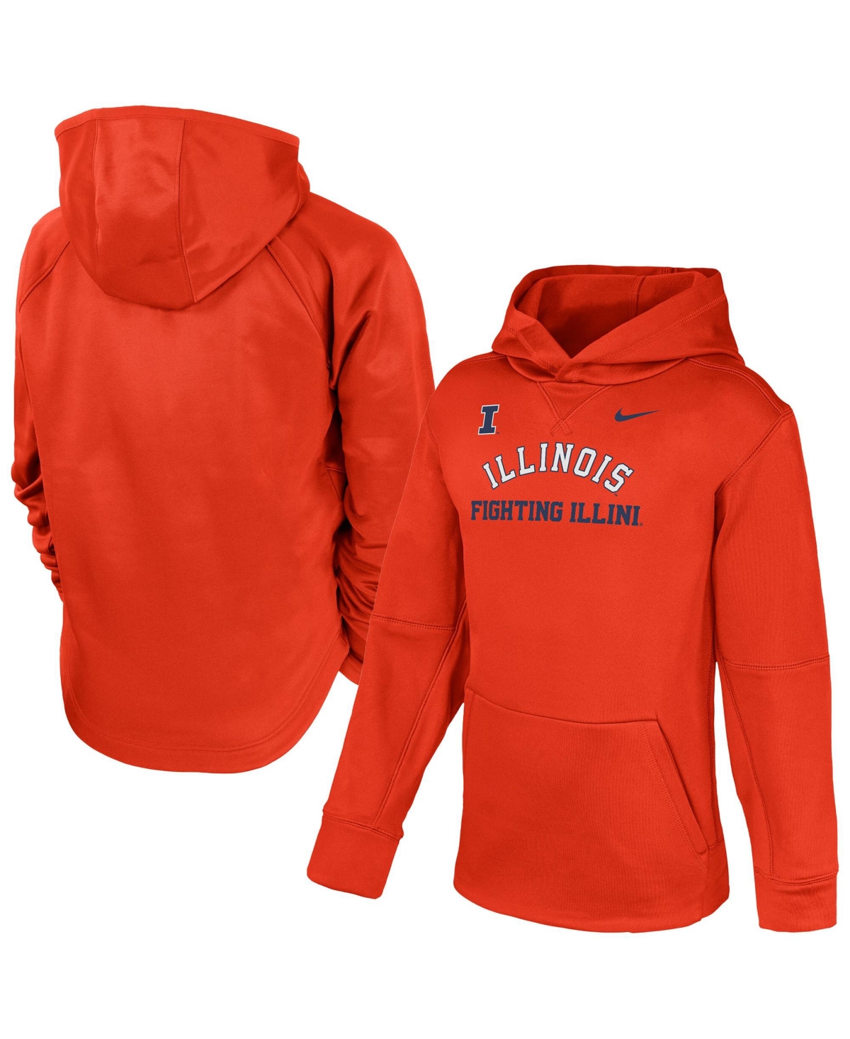 Nike Big Boys' and Girls' Orange Illinois Fighting Illini Arched Therma-fit Hoodie - Orange