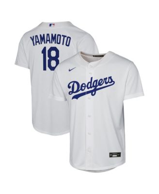 Big Boys' and Girls' Yoshinobu Yamamoto White Los Angeles Dodgers Home Replica Jersey