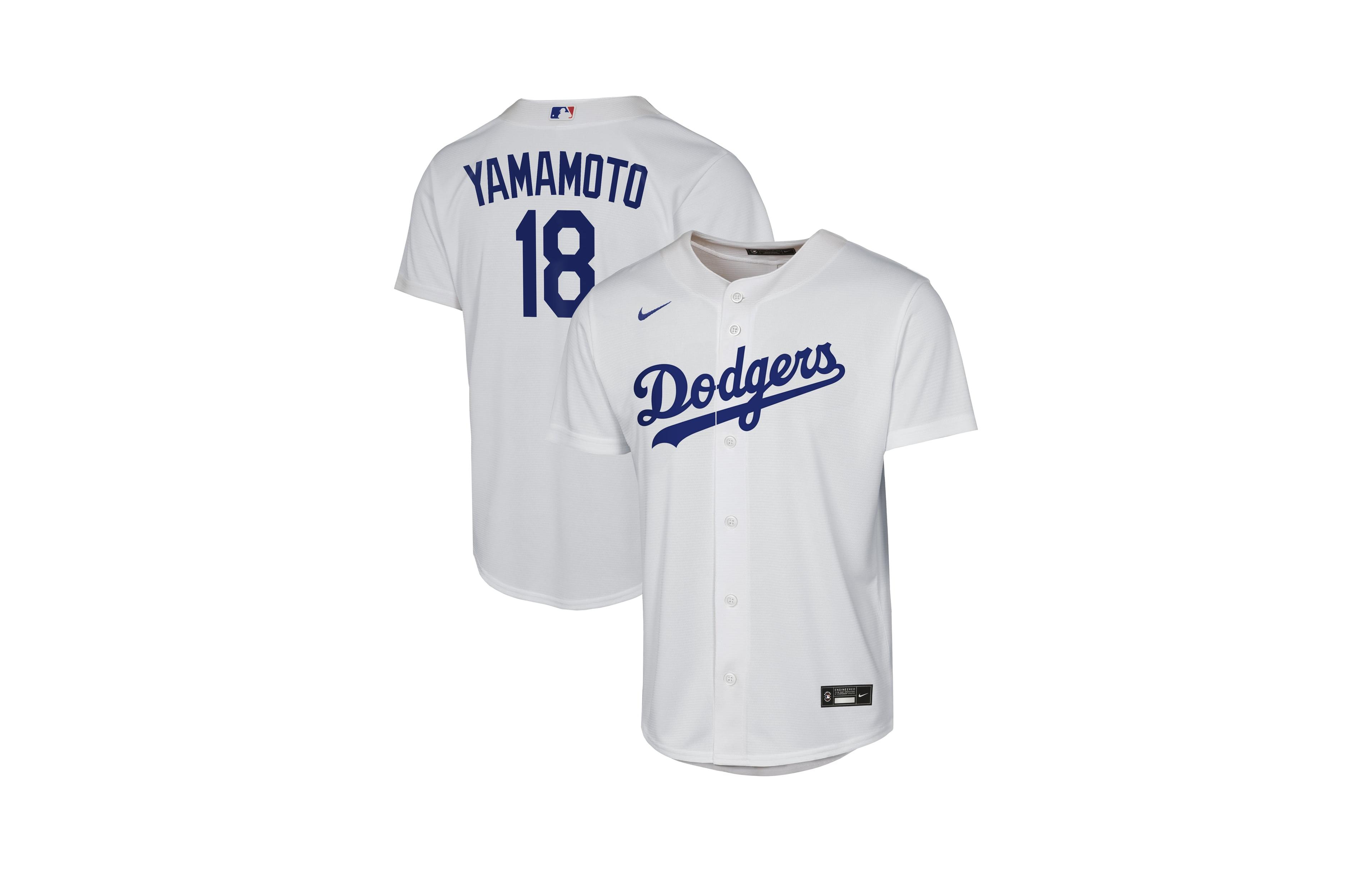 Nike Big Boys' and Girls' Yoshinobu Yamamoto White Los Angeles Dodgers Home Replica Jersey
