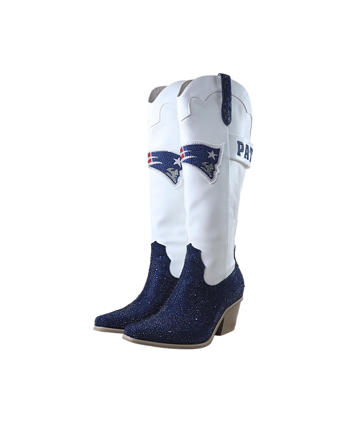 Fabgating By Cuce Women's White New England Patriots Crystal Cowboy Boots - White, Navy