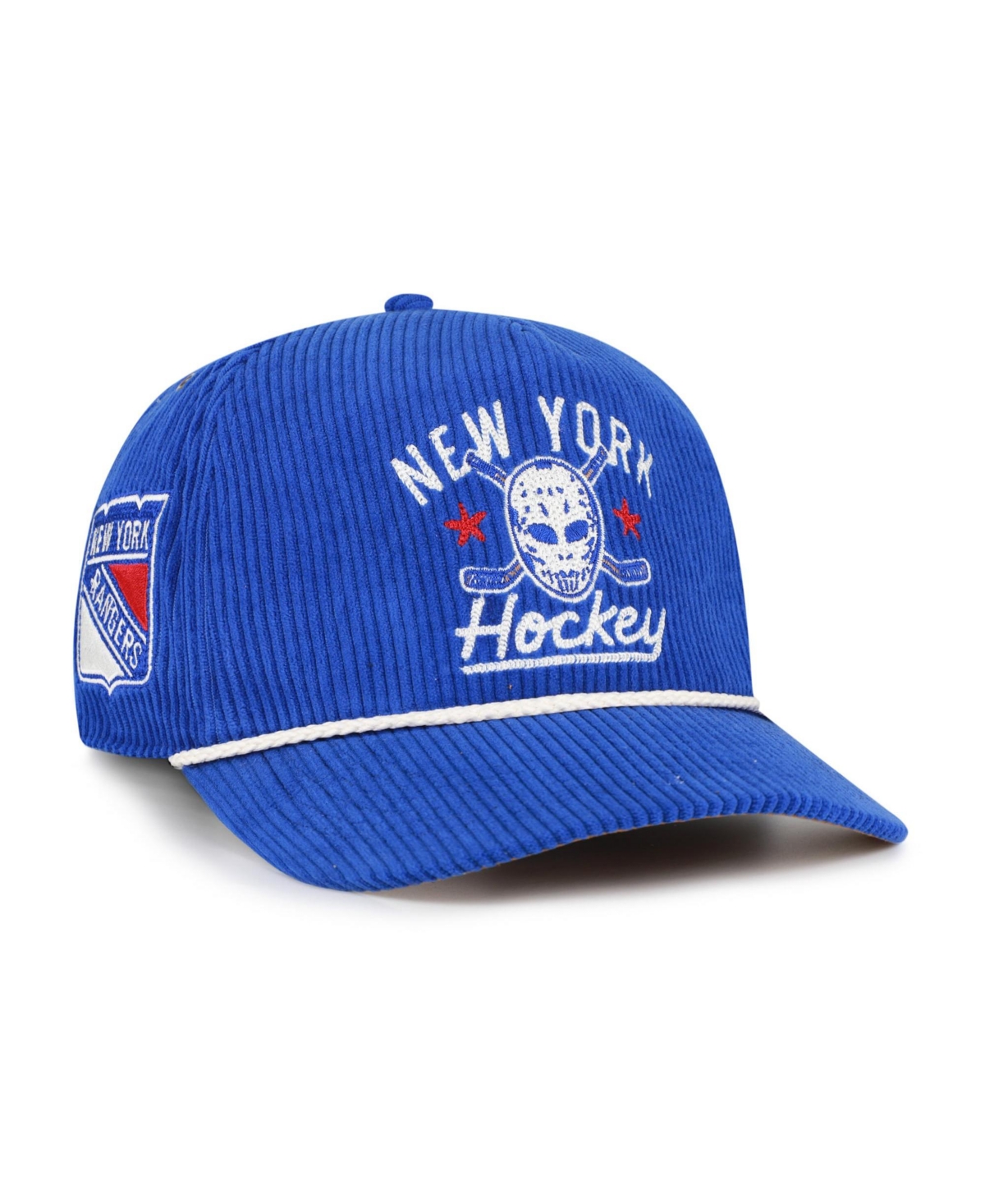 '47 Brand Men's Blue New York Rangers Hockey Mask Corduroy Rope Hitch Adjustable Hat - Blue