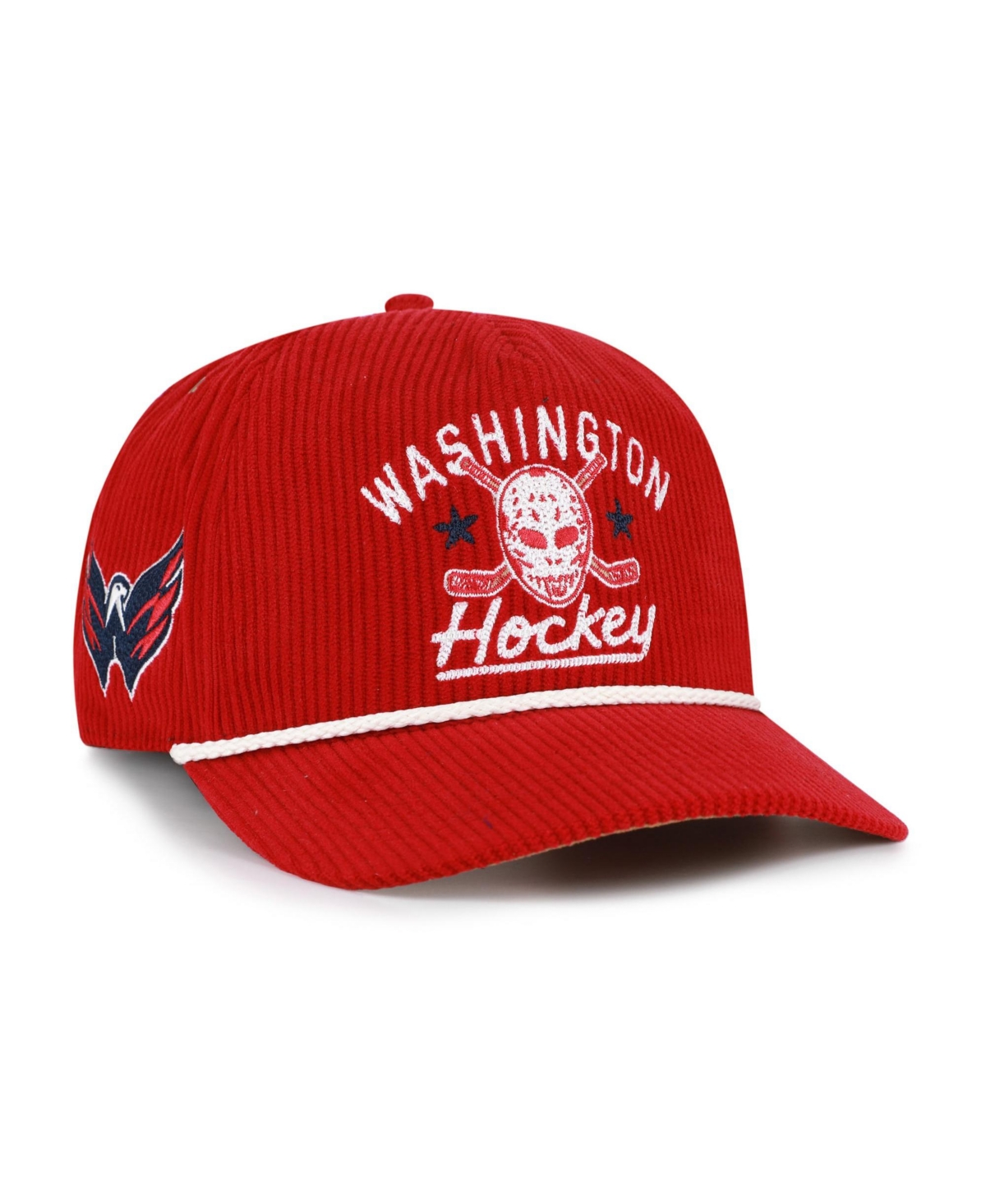 '47 Brand Men's Red Washington Capitals Hockey Mask Corduroy Rope Hitch Adjustable Hat - Red