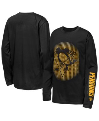 Big Boys' and Girls' Black Pittsburgh Penguins Regroup Reset Long-Sleeves T-Shirt
