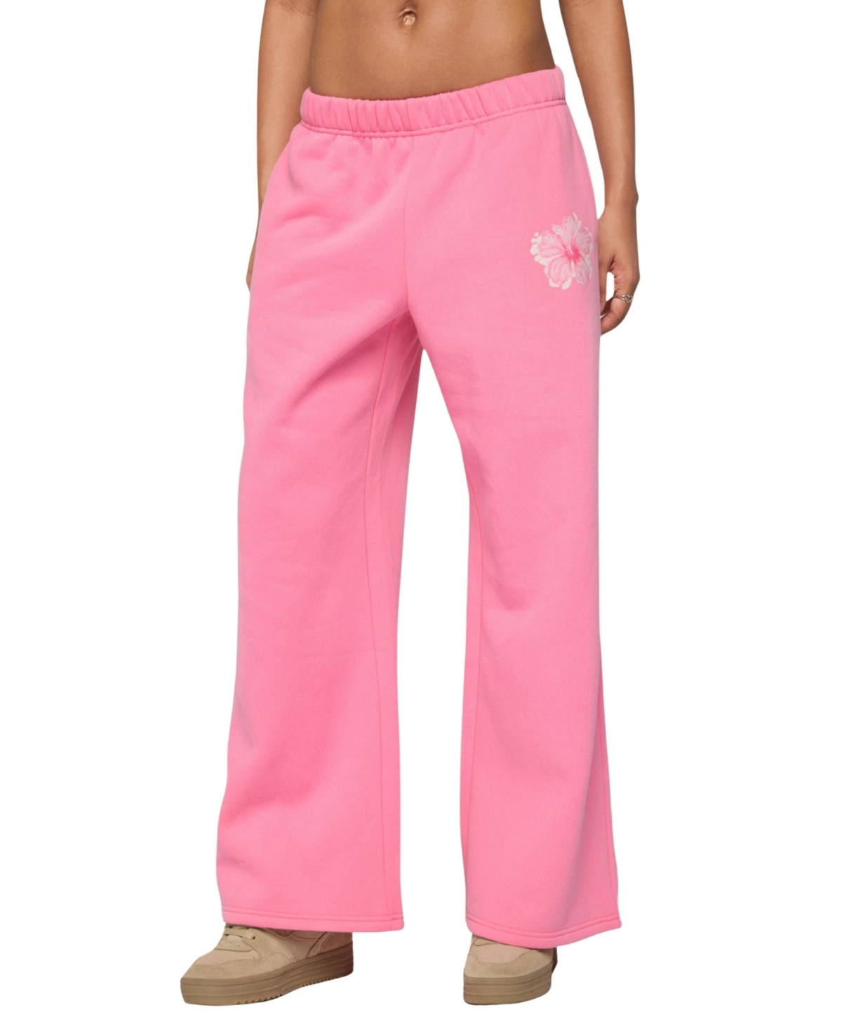 Edikted Women's Tropical Bloom Sweatpants - Hot-pink