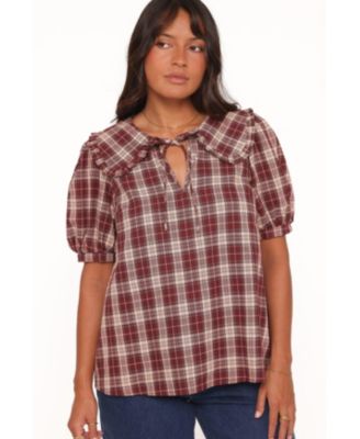 Women's Evandri Plaid Frill-Collar Blouse