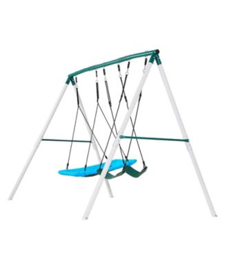 3-Seat Backyard Swing Set A-Frame Metal Stand, 700 lbs Capacity, Ages 3-10