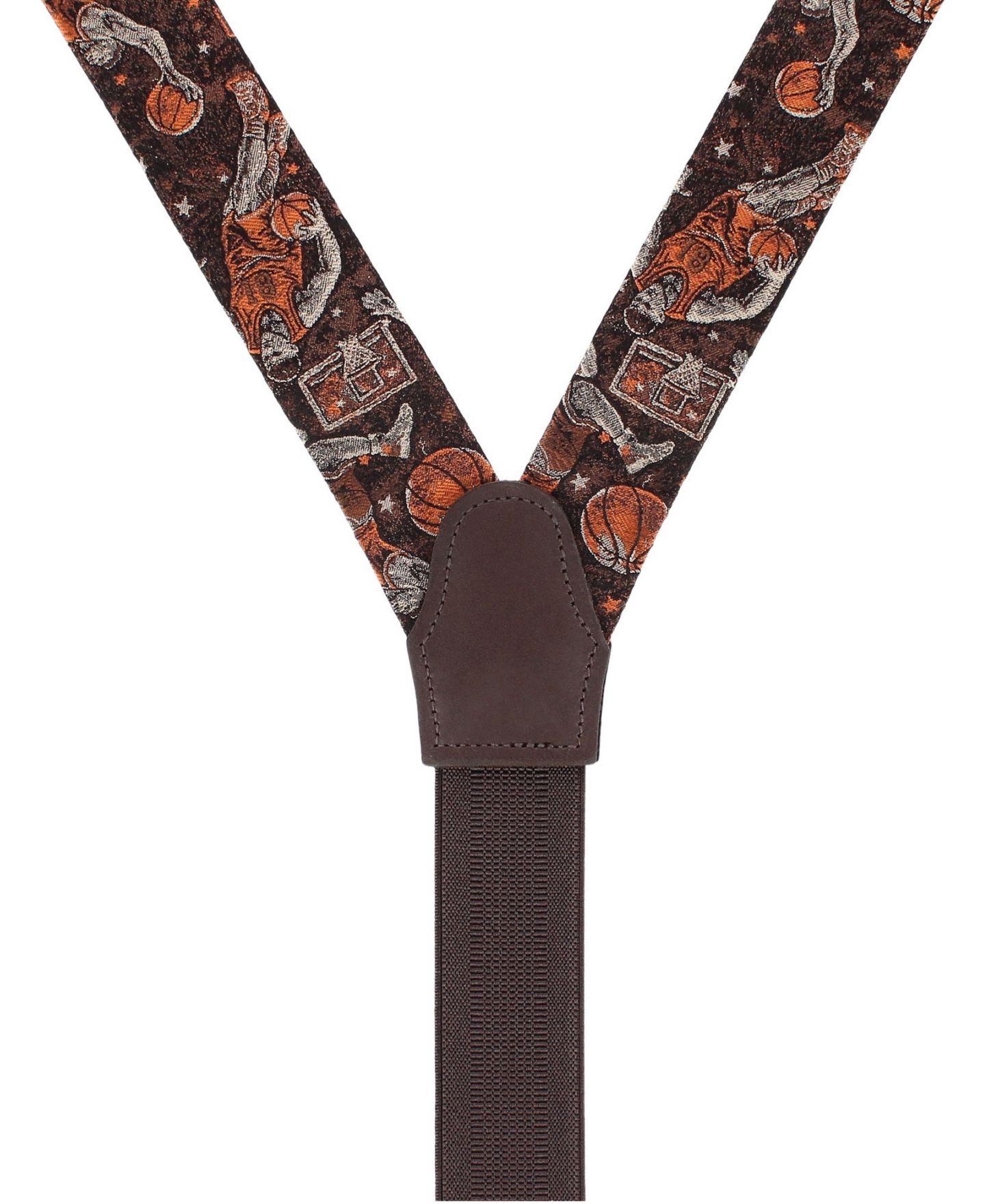Мужские подтяжки TRAFALGAR Courtside Basketball Silk Button-End Suspenders, цвет: Коричневый — фото 2