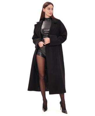Women's Leroy Classic Wraparound Wool-Blend Open-Front Overcoat