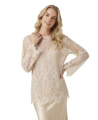 Women's Floral-Print Long-Sleeve V-Neck Top