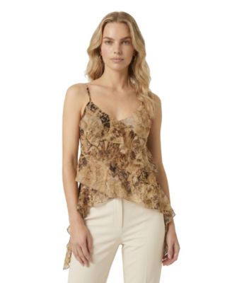 Women's V-Neck Spaghetti-Strap Ruffled Top