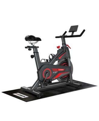 Exercise Bike with Exercise Mat, Magnetic Stationary Bike for Home, Adjustable Indoor Cycling Bike