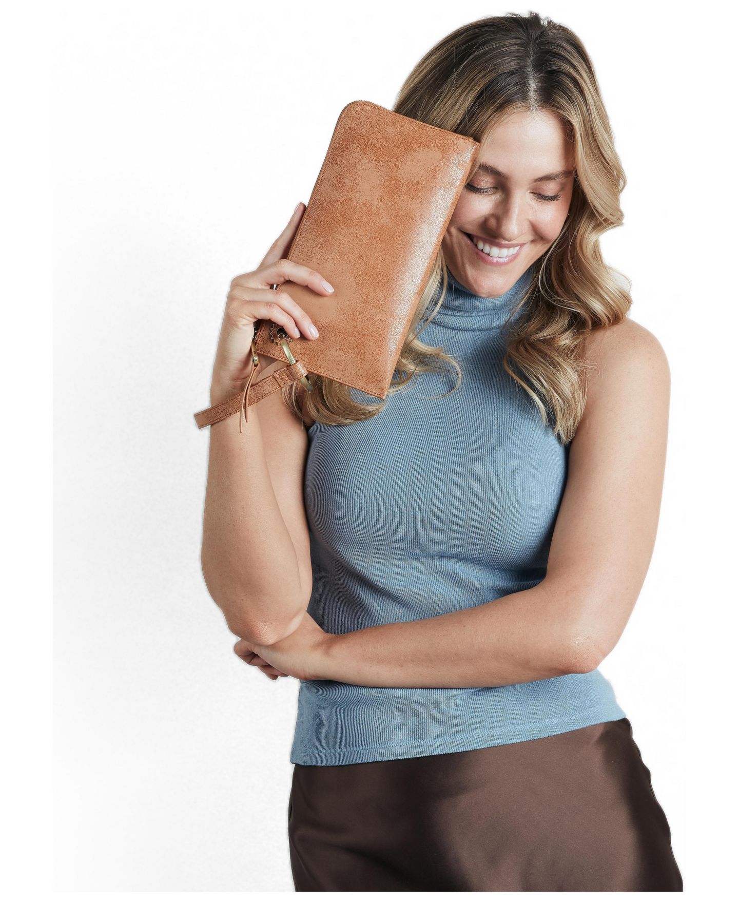Женская сумка HOBO Jett Leather Zip Closure Wristlet, цвет: Виски — фото 3