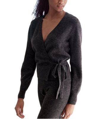 Women's Wrap Crossover V-Neck Side-Tie Sweater