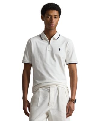 Men's Classic-Fit Stretch Mesh Zip Polo Shirt