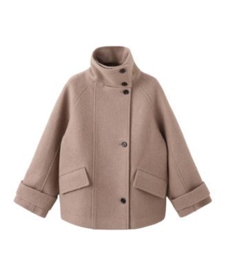 Women's Funnel-Neck Wool Coat